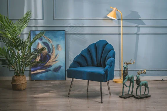 NORDLYS Bolge lnestol - bl fljl og metal