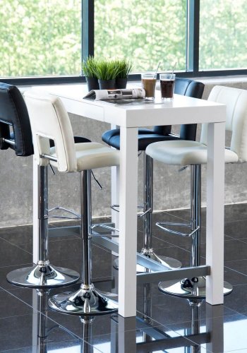 ACT NORDIC Sylvia barstol - hvid lder PU, m. metal stel, m. fodsttte