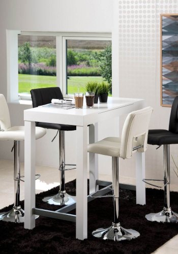 ACT NORDIC Sylvia barstol - hvid lder PU, m. metal stel, m. fodsttte