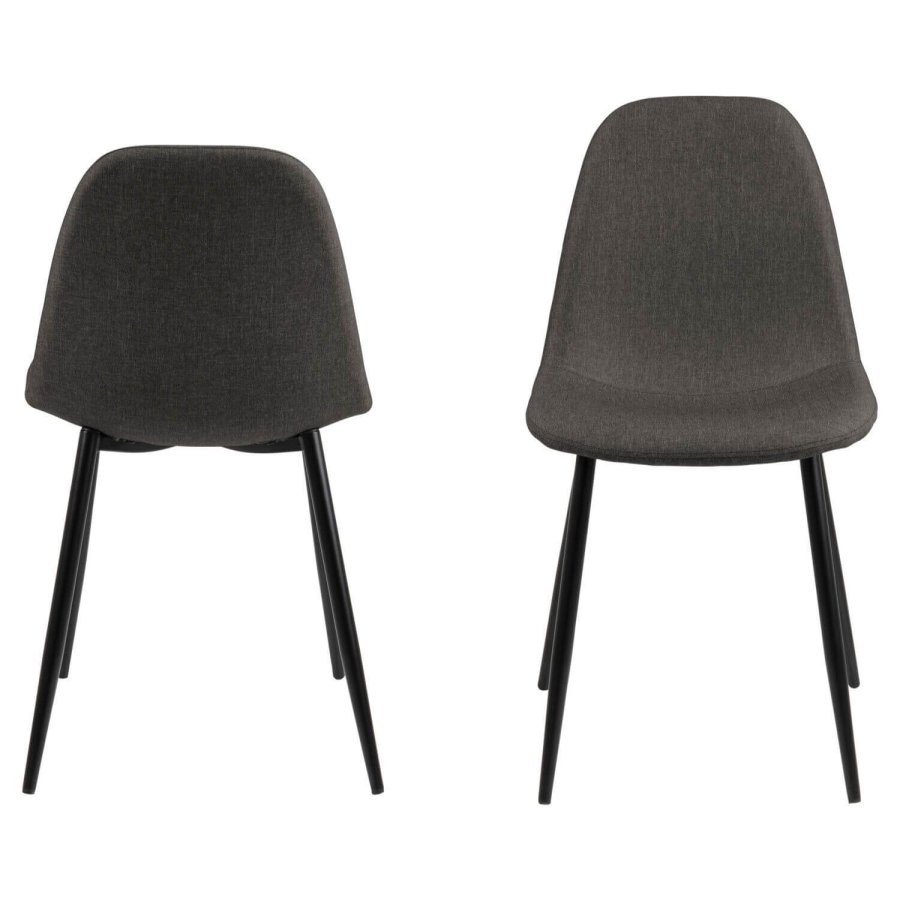 ACT NORDIC Wilma spisebordsstol - antracitgr stof m. metalben