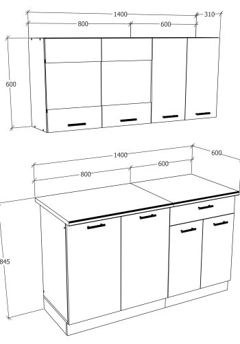 VCM NORDIC 140 Esilo 4-delt tekkken - glas og hvid tr 