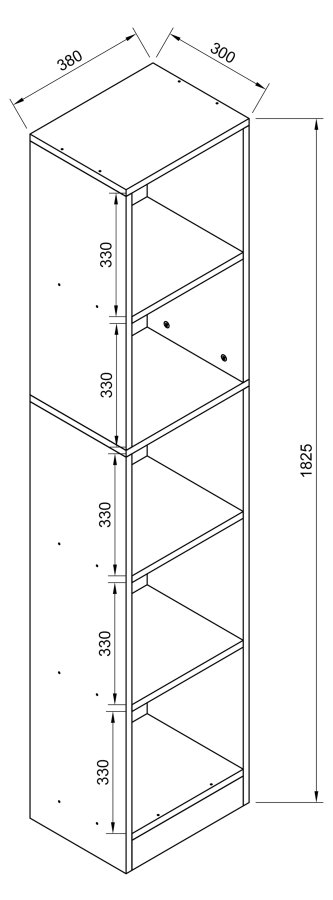 VCM NORDIC Dilos L reol, m. 4 hylder - hvid tr