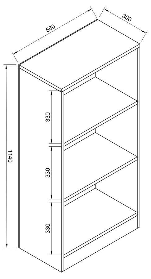 VCM NORDIC Dilos M reol, m. 2 hylder - hvid tr