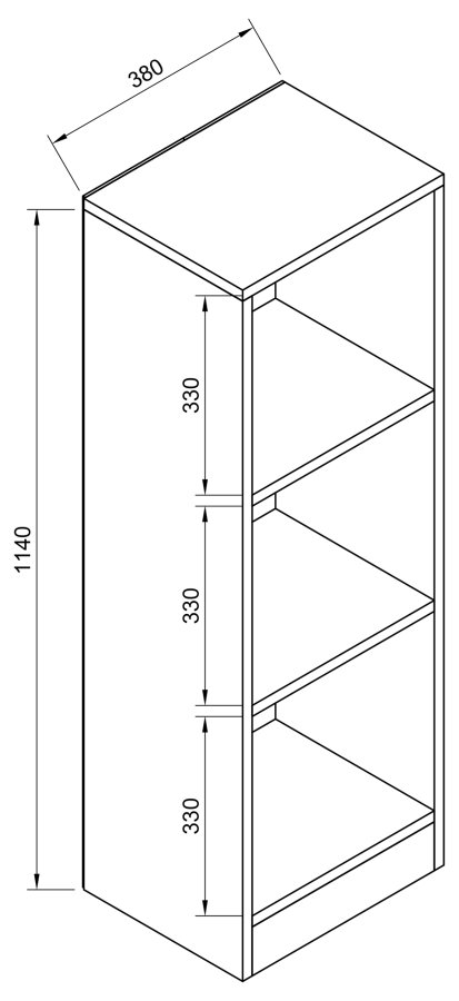 VCM NORDIC Dilos S reol, m. 2 hylder - hvid tr