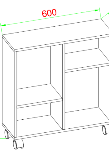 VCM NORDIC Dremala reol, m. 2 hylder og hjul - hvid tr