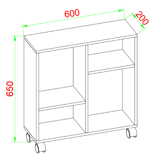 VCM NORDIC Dremala reol, m. 2 hylder og hjul - hvid tr