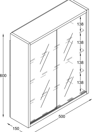 VCM NORDIC Drivalo M vgskab, m. 2 skydelger og 3 hylder - glas og antracitgr tr