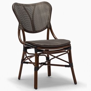 HOUSE OF SANDER Colmar havestol, u. armln, stabelbar - brunt textilene og aluminium