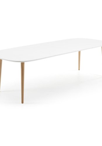 KAVE HOME Oqui spisebord m. tillgsplader, ovalt, hvid MDF 160 (260) x 100 cm