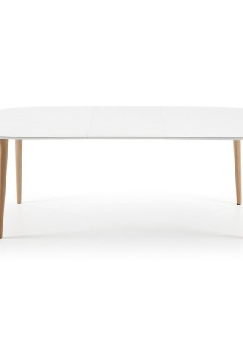 KAVE HOME Oqui spisebord m. tillgsplader, ovalt, hvid MDF 160 (260) x 100 cm
