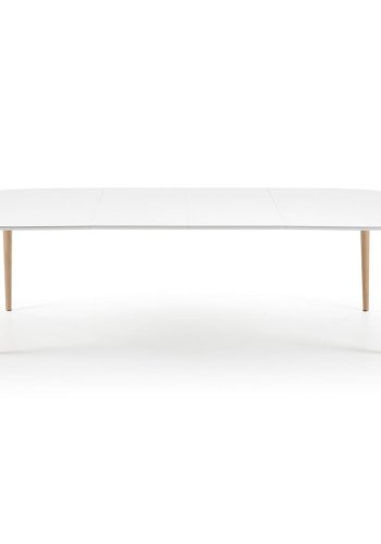 KAVE HOME Oqui spisebord m. tillgsplader, ovalt, hvid MDF 160 (260) x 100 cm