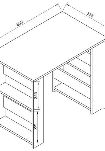 VCM NORDIC Efilo skrivebord, m. 4 rum - hvid tr (90x56)