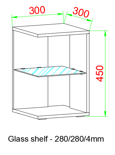 VCM NORDIC Elani sidebord, m. 1 glashylde - hvid tr (30x30)