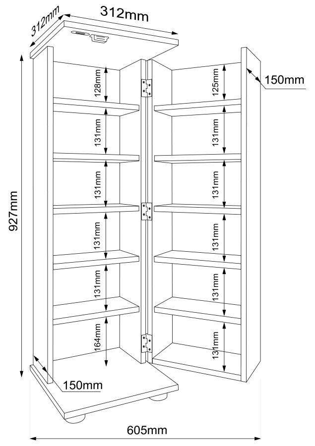 VCM NORDIC Engalo L reol til cd'ere og dvd'er, m. ls, 1 lge og 10 hylder - antracitgr tr