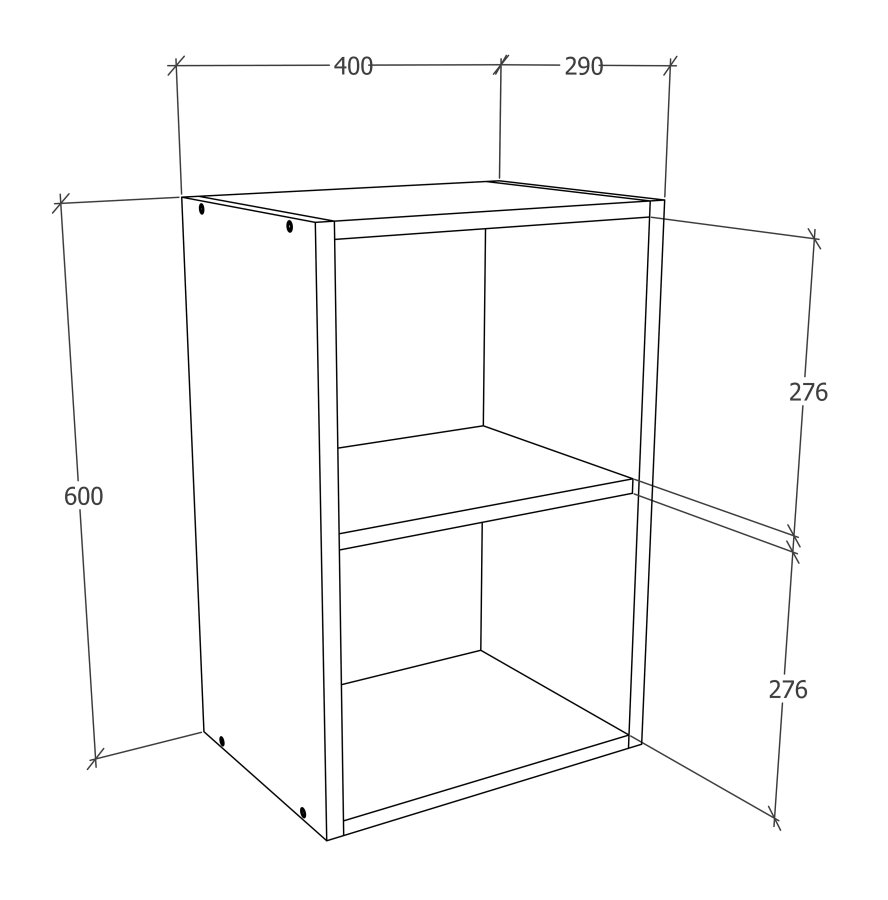 VCM NORDIC Esilo 1 kkken vgskab, m. 1 glaslge og 1 hylde - hvid tr