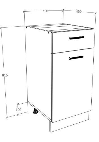 VCM NORDIC Esilo kkken skab, m. 1 lge, 1 skuffe, 1 hylde - hvid og natur tr