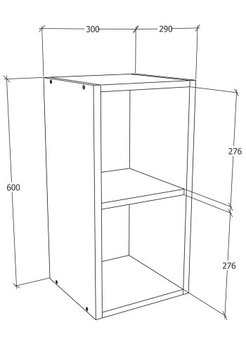 VCM NORDIC Esilo 1 dr 30 kkken vgskab, m. 1 lge og 1 hylde - hvid og antracitgr tr