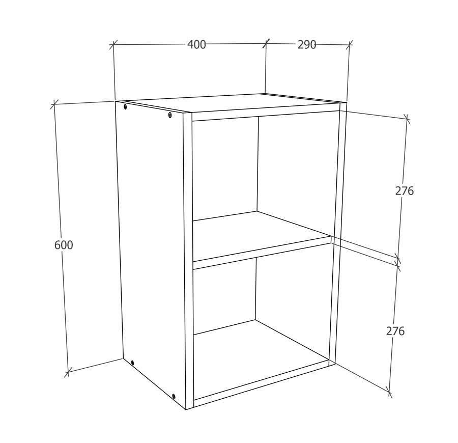 VCM NORDIC Esilo 1 dr 40 kkken vgskab, m. 1 lge og 1 hylde - hvid og antracitgr tr