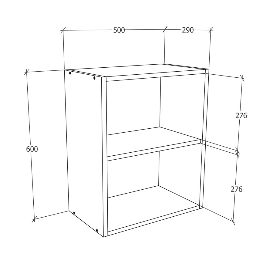 VCM NORDIC Esilo 1 dr 50 kkken vgskab, m. 1 lge og 1 hylde - hvid og antracitgr tr