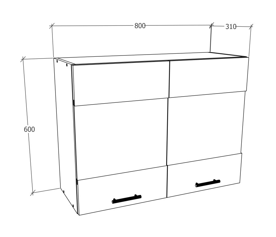 VCM NORDIC Esilo kkken vgskab, m. 2 glaslger og 1 hylde - hvid tr