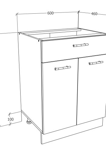 VCM NORDIC Esilo kkken skab, m. 2 lger, 1 skuffe, 1 hylde - hvid tr