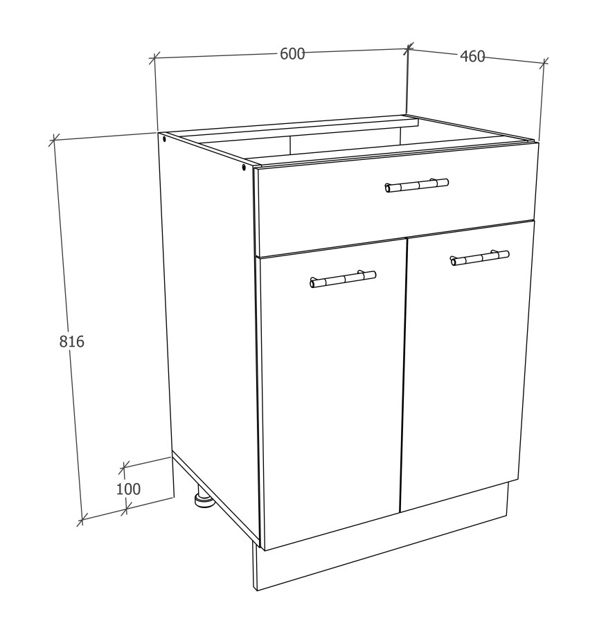 VCM NORDIC Esilo kkken skab, m. 2 lger, 1 skuffe, 1 hylde - hvid tr