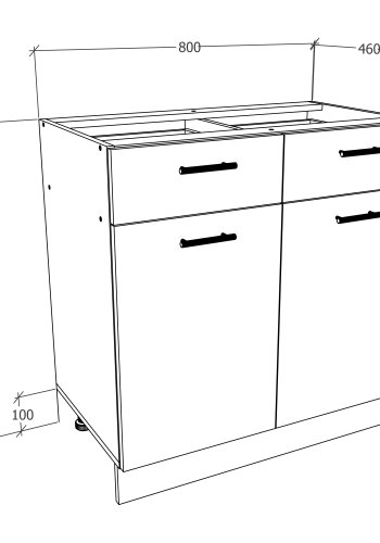 VCM NORDIC Esilo kkken skab, m. 2 lger, 1 skuffe, 1 hylde - hvid og antracitgr tr