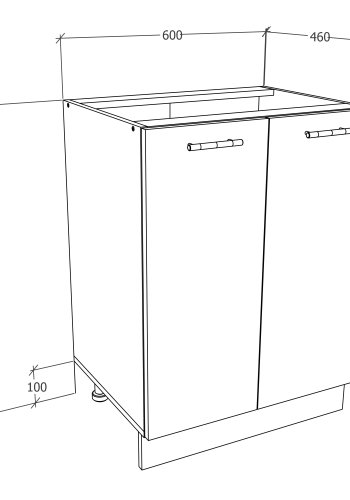 VCM NORDIC Esilo 60 kkken skab, m. 2 lger og 1 hylde - hvid og antracitgr tr