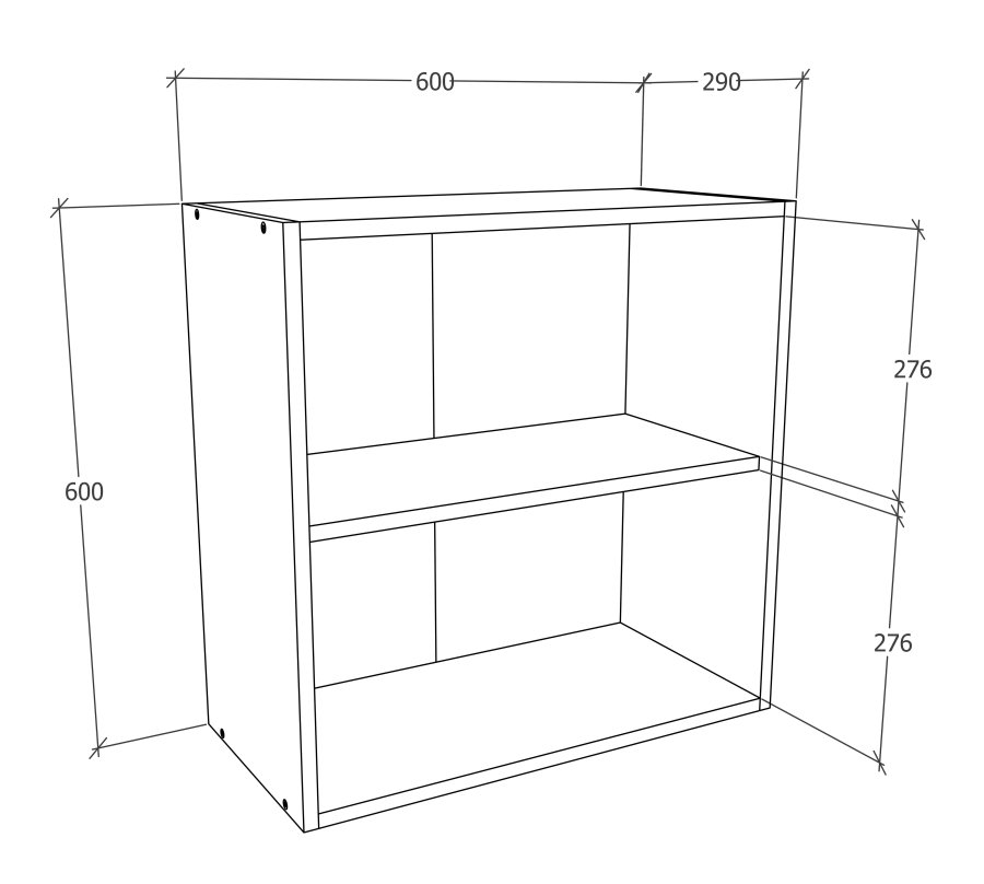 VCM NORDIC Esilo 2 dre 60 kkken vgskab, m. 2 lger og 1 hylde - hvid og antracitgr tr