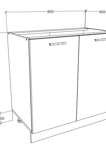 VCM NORDIC Esilo 80 kkken skab, m. 2 lger og 1 hylde - hvid og natur tr