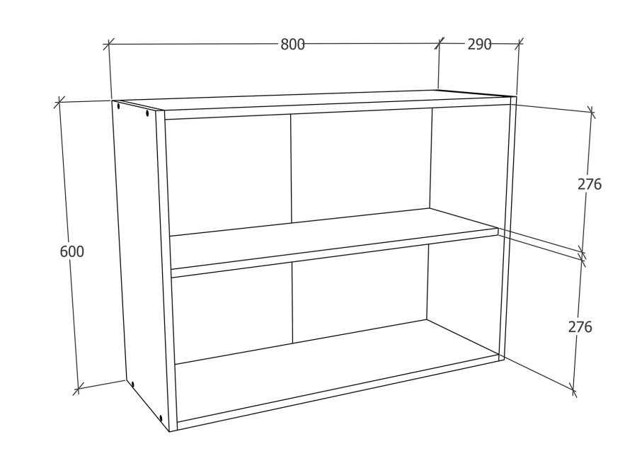 VCM NORDIC Esilo 2 dre 80 kkken vgskab, m. 2 lger og 1 hylde - hvid ogantracitgr tr