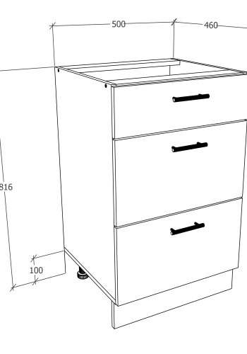 VCM NORDIC Esilo kkken skab, m. 3 skuffer - hvid og natur tr