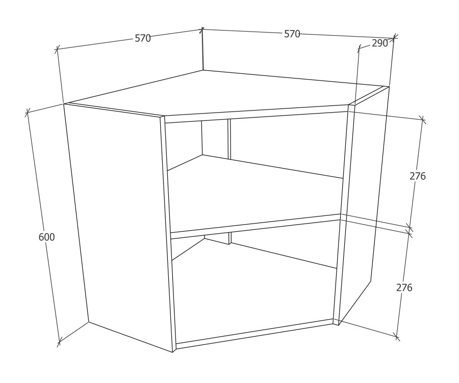 VCM NORDIC Esilo 57 kkken hjrneskab, m. 1 lge og 1 hylde - hvid og natur tr