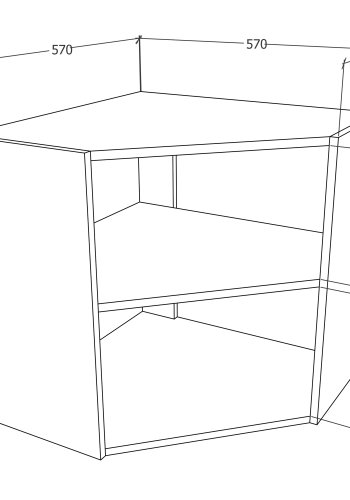 VCM NORDIC Esilo 57 kkken hjrneskab, m. 1 lge og 1 hylde - hvid og antracitgr tr