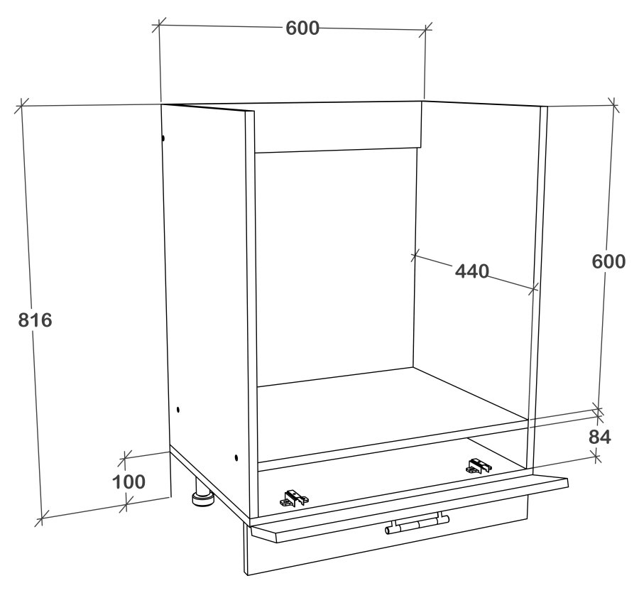VCM NORDIC Esilo kkken ovnskab, m. 1 lge, justerbare fdder - hvid og antracitgr tr