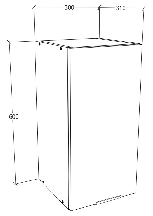 VCM NORDIC Fasola kkken vgskab, m. 1 lge og 1 hylde - natur/hvid tr (B:30)