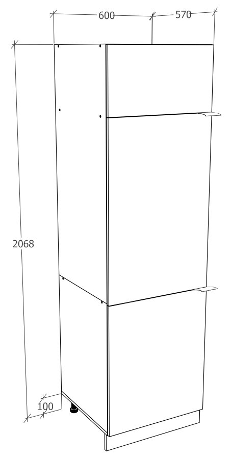 VCM NORDIC Fasola kkken hjskab, m. 3 lger og 4 hylder - natur/hvid tr (B:60)