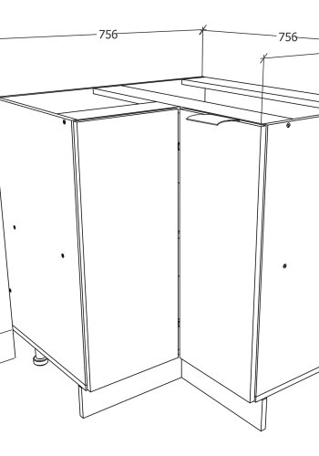 VCM NORDIC Fasola kkken hjrneunderskab, m. 1 lge, 1 hylde - hvid tr