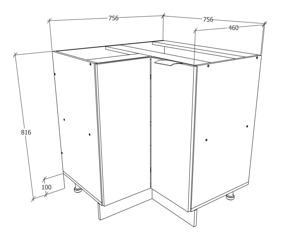 VCM NORDIC Fasola kkken hjrneunderskab, m. 1 lge, 1 hylde - hvid tr