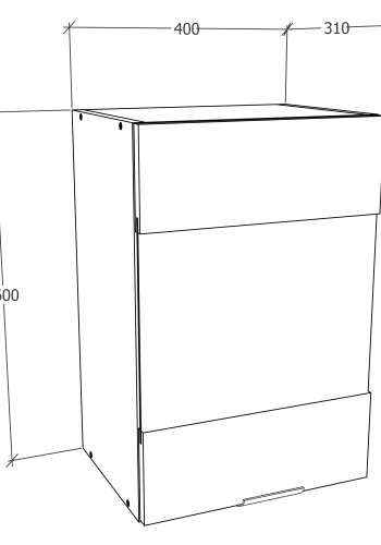 VCM NORDIC Fasola kkken vgskab, m. 1 glaslge og 1 hylde - hvid tr (B:40)