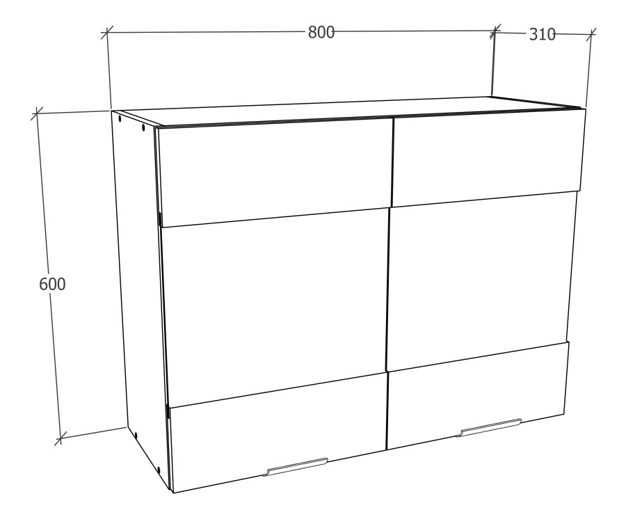 VCM NORDIC Fasola kkken vgskab, m. 2 glaslger og 1 hylde - hvid tr (B:80)