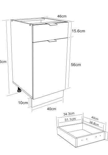 VCM NORDIC Fasola kkkenunderskab, m. 1 lge, 1 skuffe, 1 hylde - natur/hvid tr (B:40)