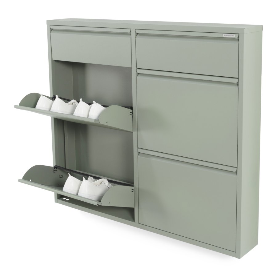 SPINDER DESIGN BILLY 6 skoskab, m. 6 lger - stvet grn stl