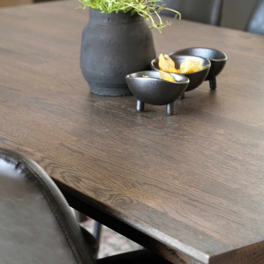 ROWICO rektangulr Filippa spisebord m. udtrk - mrkebrun eg (180x90)