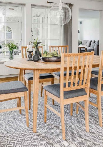 ROWICO Filippa spisebordsstol - olieret eg, gr stofhynde