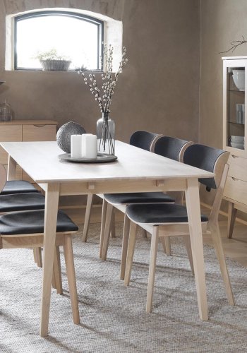 ROWICO Filippa spisebord - hvidolieret eg, m. udtrk (180x90) 