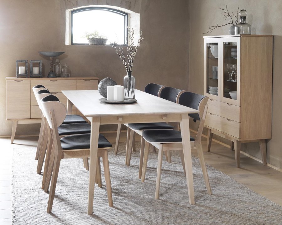 ROWICO Filippa spisebord - hvidolieret eg, m. udtrk (180x90) 