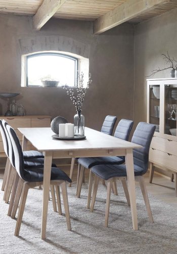 ROWICO Filippa spisebord - hvidolieret eg, m. udtrk (180x90) 