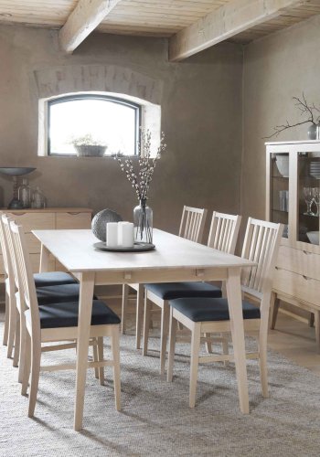 ROWICO Filippa spisebordsstol - hvidpigmenteret eg/gr stofhynde