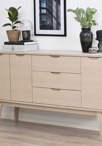 ROWICO Filippa sknk - hvidolieret eg, m. 3 lger og 3 skuffer 